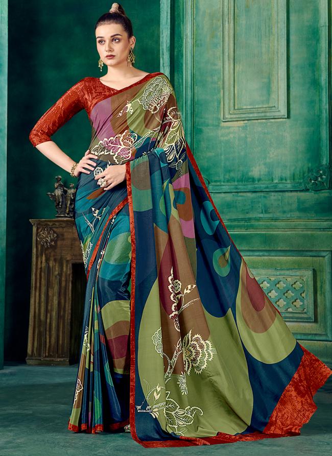 Crepe Multi Colour Casual Wear Printed Saree